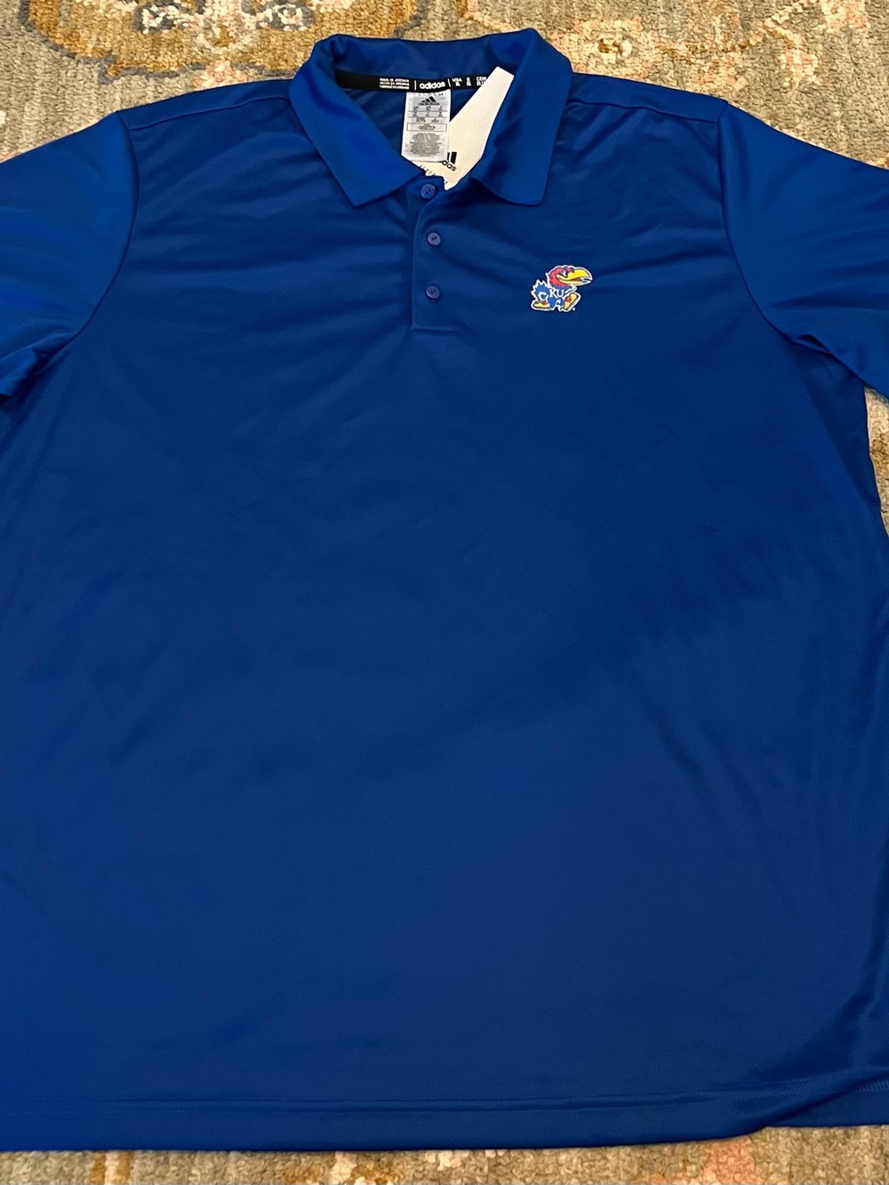 Kansas Jayhawks Adidas AeroReady‎ Grind Polo Size XL Color Blue NWT